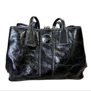 coach  black patent leather satchel bag
